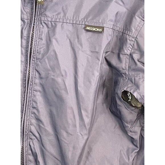 Sessions rain jacket blue black lining zip front hood elastic cuffed READ - Picture 3 of 10